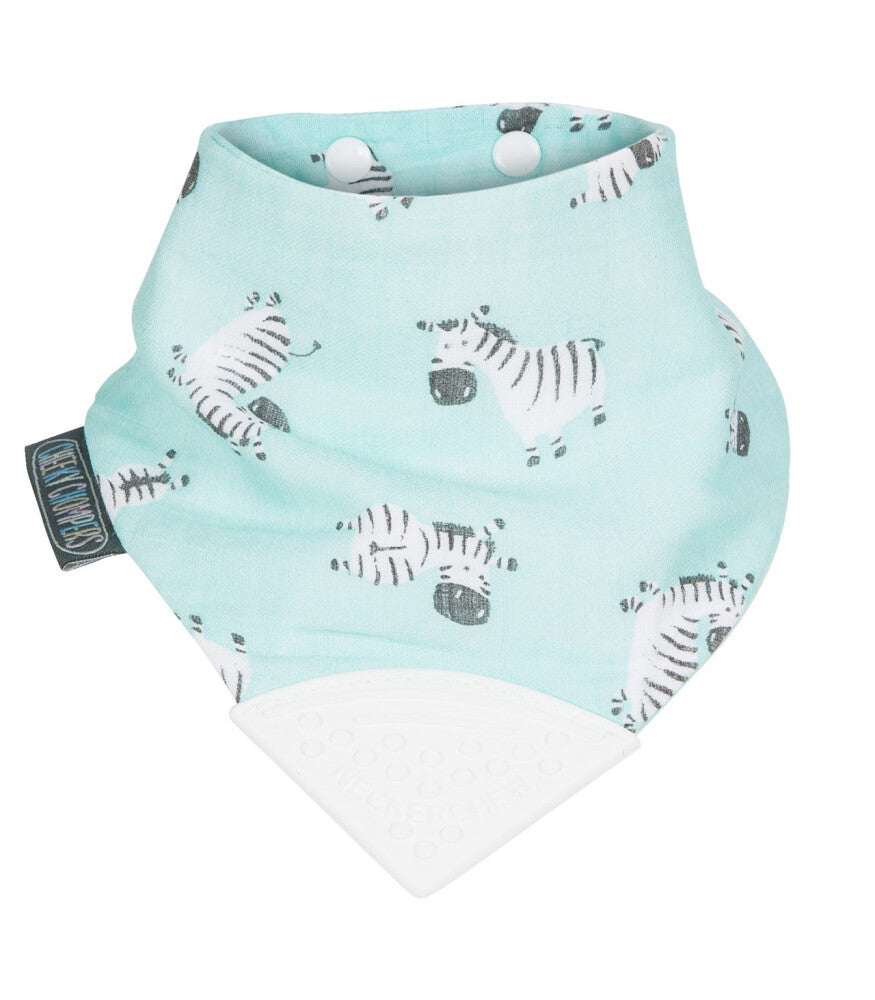 Cheeky Chompers Neckerchew Musselinschürze mit Beißring – Zebra Dreams