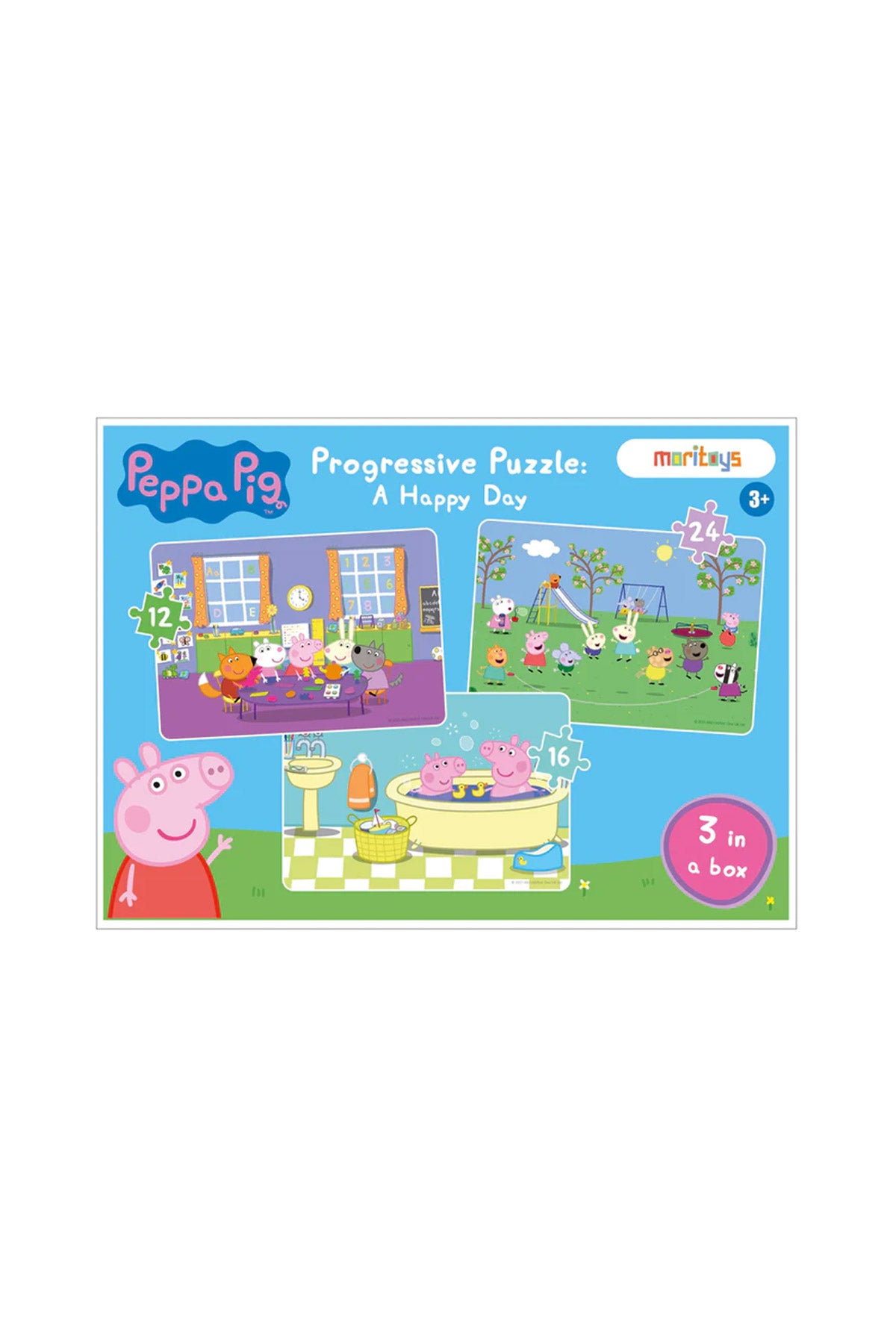 Moritoys Peppa Pig 3'lü Puzzle - A Happy Day (12-16-24 Parça)