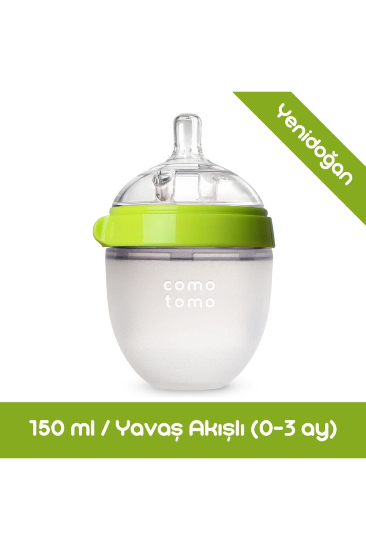 Comotomo - Antikolik Silikon Biberon 150 Ml Yeşil - Yavaş Akışlı (0-3 Ay) Yenidoğan