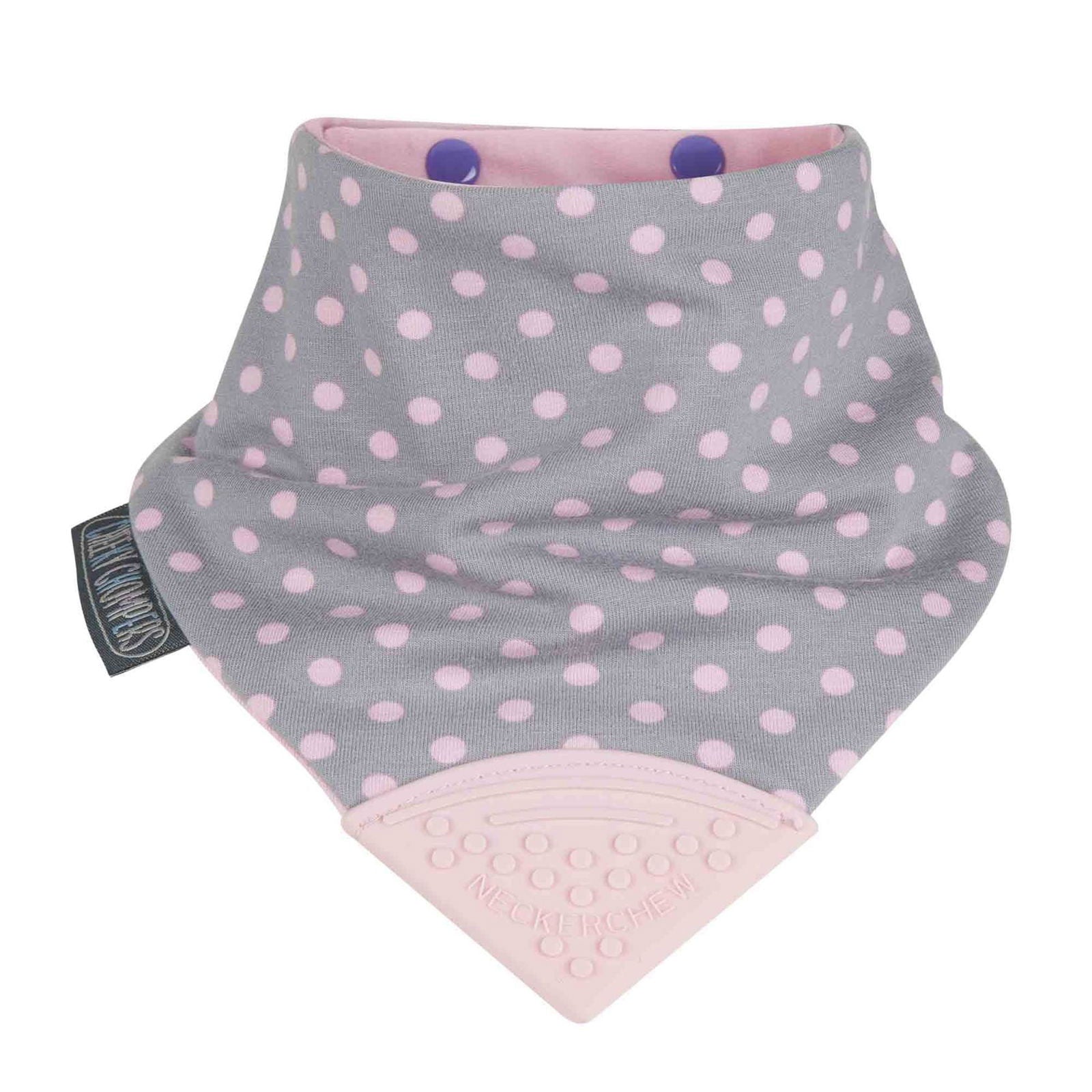 Cheeky Chompers Neckerchew Teether Bib - Polka Dot Pink