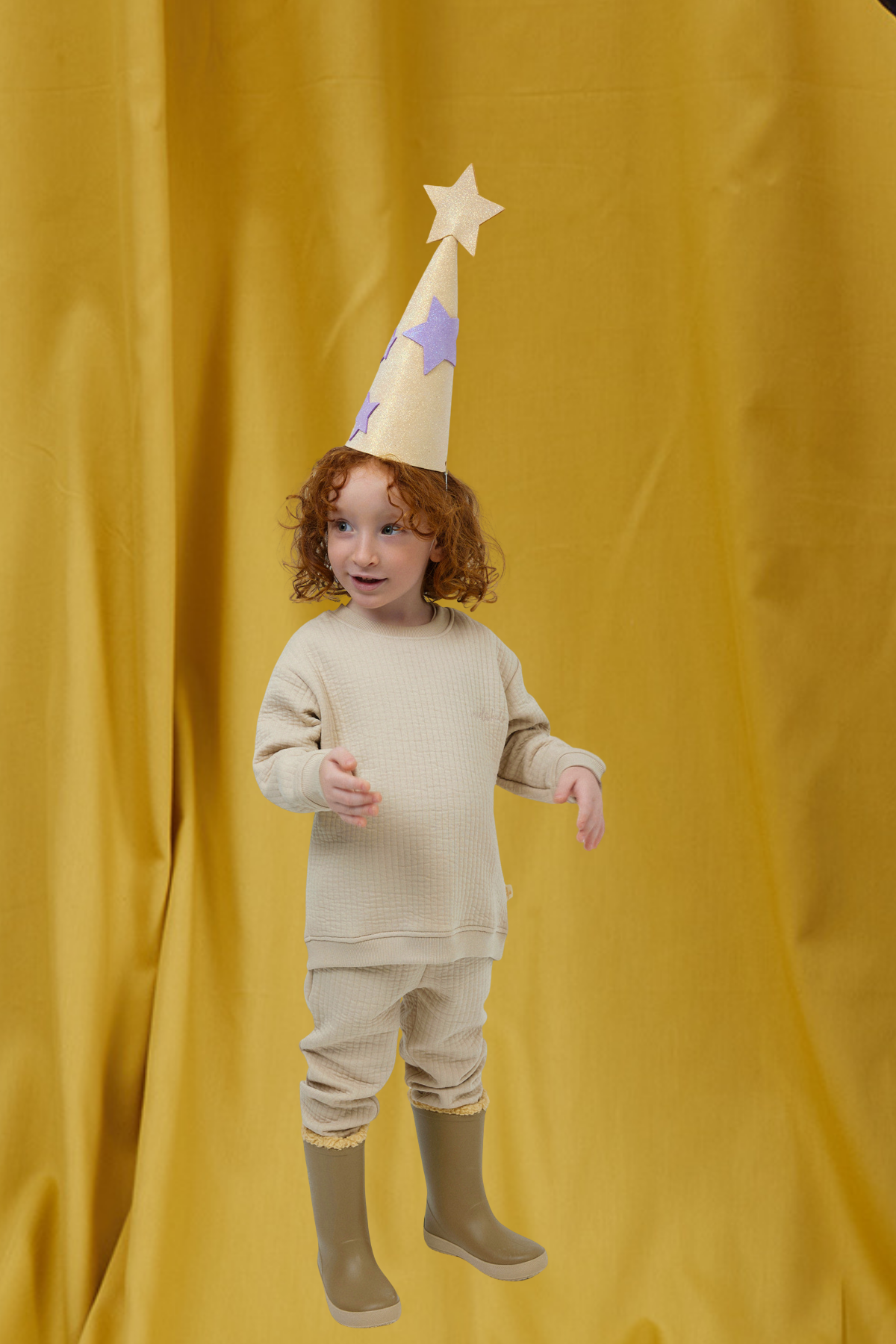 Kapitone Sweatshirt Jogger Pantolon Takım Bej