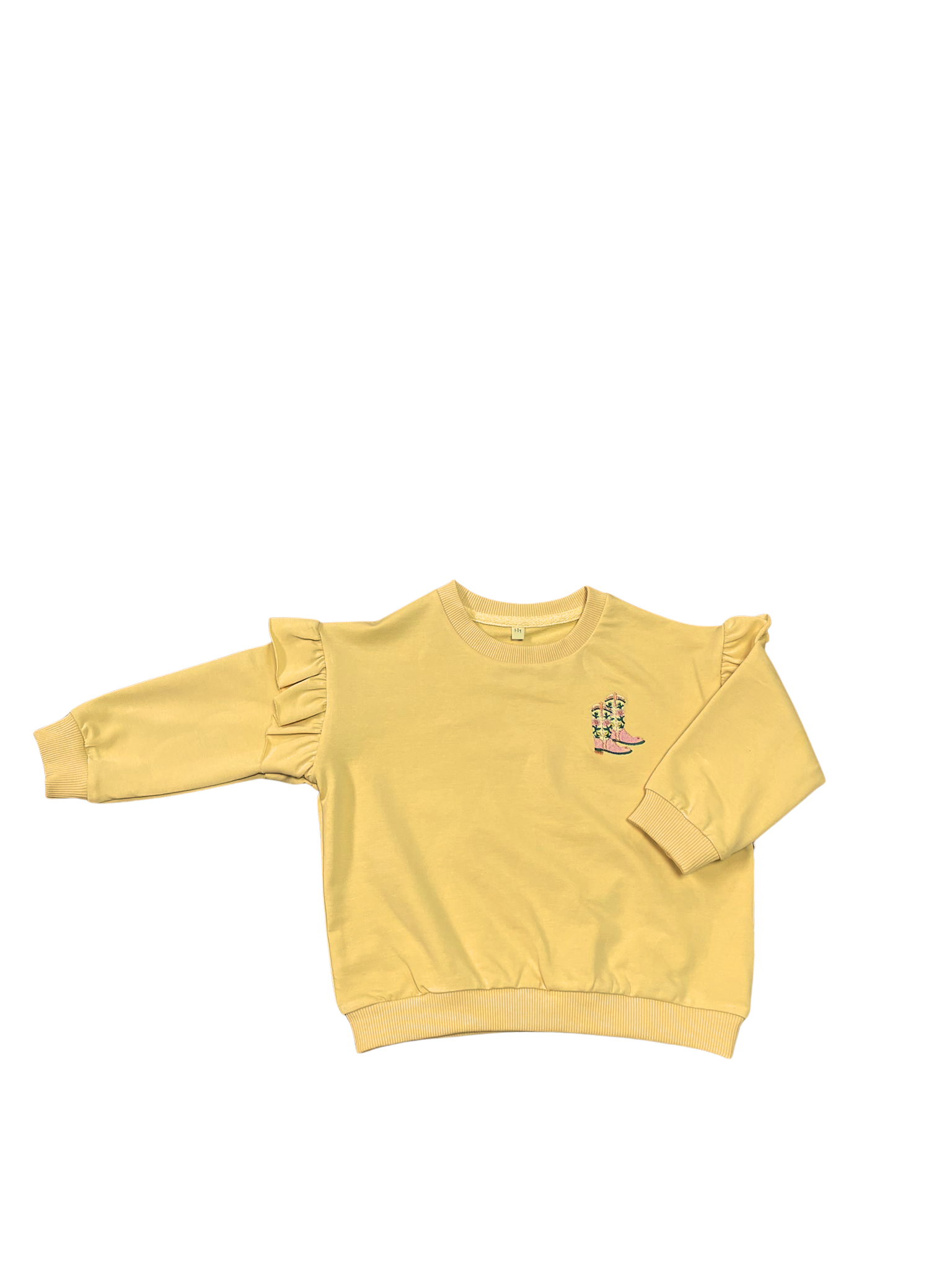 Fırfır Detaylı Sweatshirt - Açık Sarı