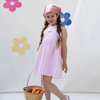 Cherry Detaylı Pembe Ekose Elbise