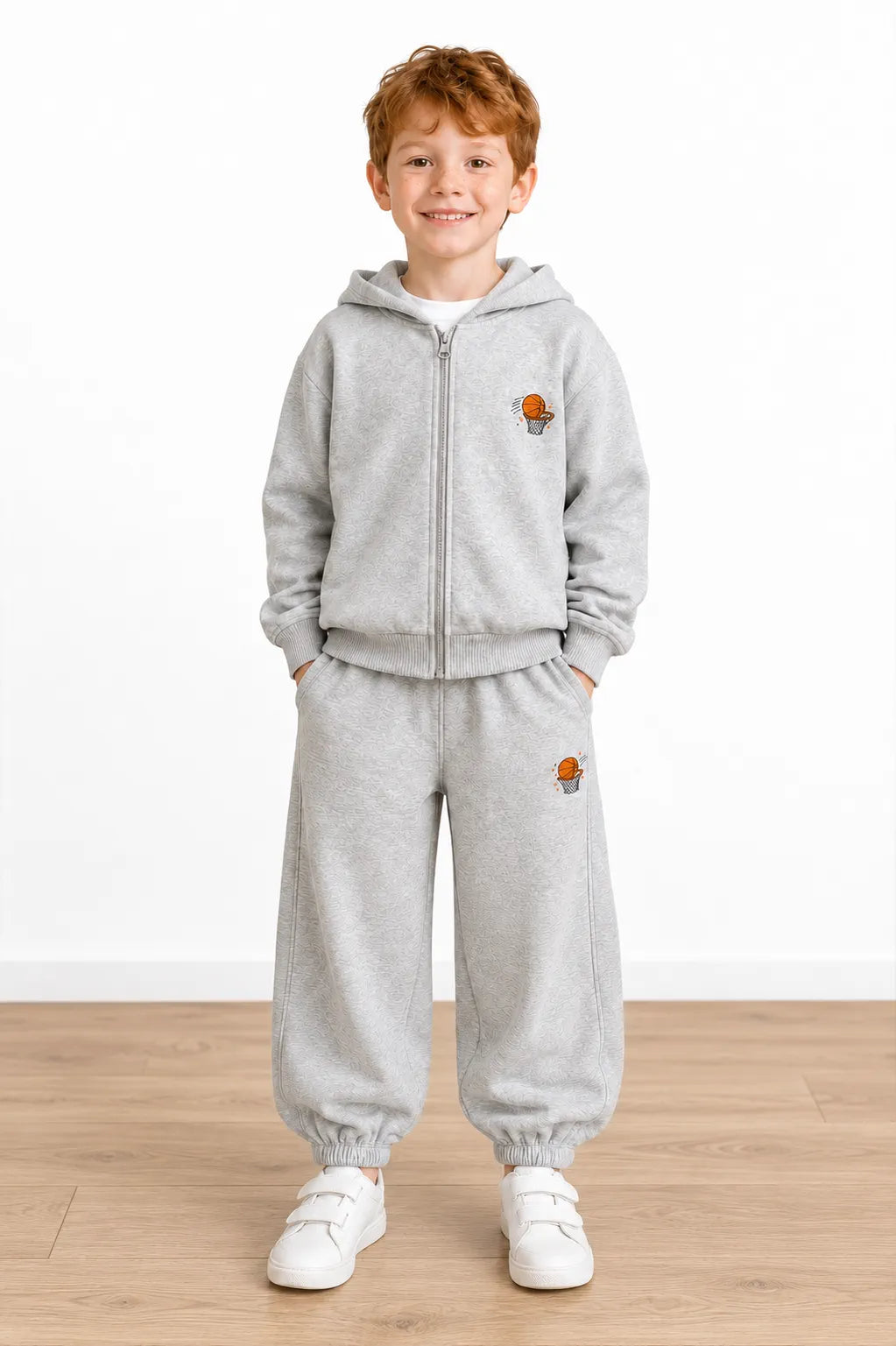 Basketball Champion Club Kapüşonlu Sweatshirt - Gri Melanj