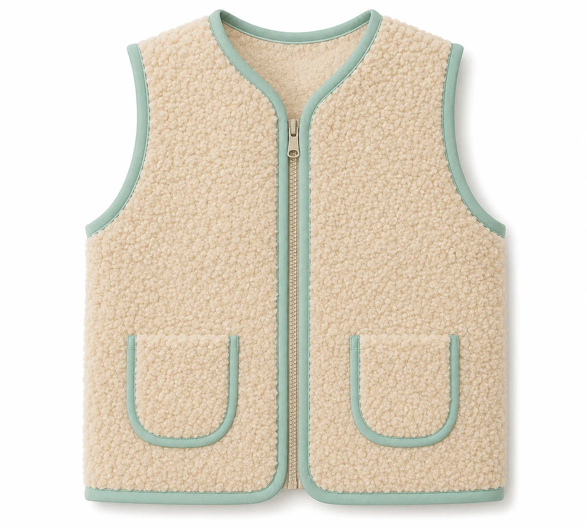Camper Patchwork Peluş Yelek - Bej
