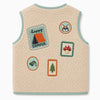 Camper Patchwork Plush Vest - Beige