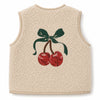 Cherry Shine Plush Vest - Beige