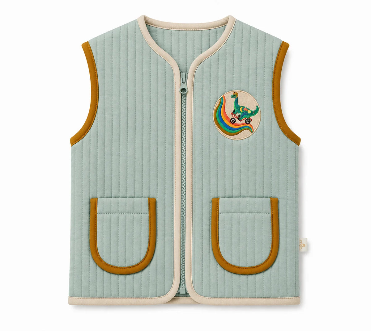Quilted Vest with Contrast Piping 