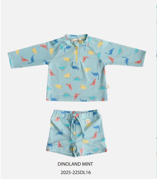 Alt Üst Erkek Bebek Set - Dinoland Mint