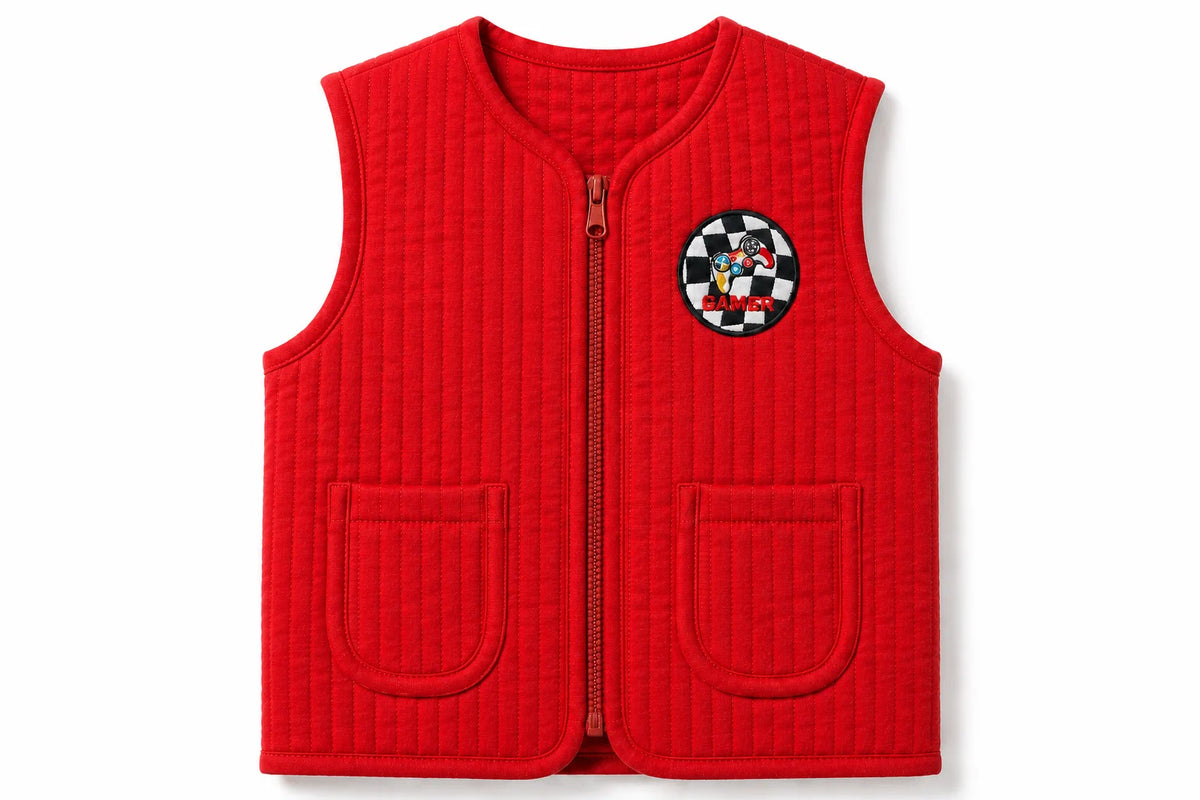 Quilted Vest with Contrast Piping 