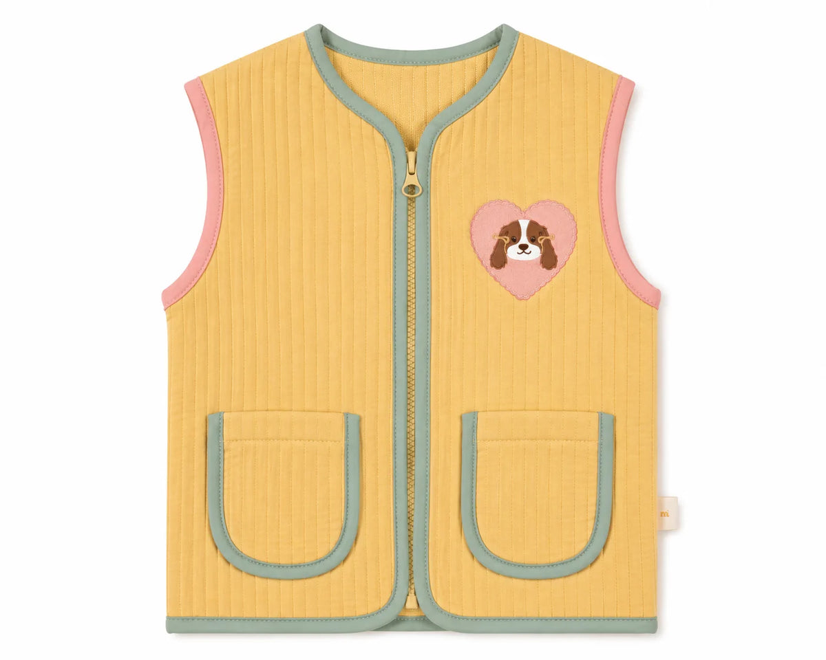 Quilted Vest with Contrast Piping 