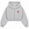 Puppy Dream Crop Hooded Sweatshirt - Grey Melange