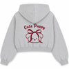 Puppy Dream Crop Hooded Sweatshirt - Grey Melange