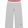 Ruby Hose mit Rüschen-Details und weitem Bein – Grau meliert