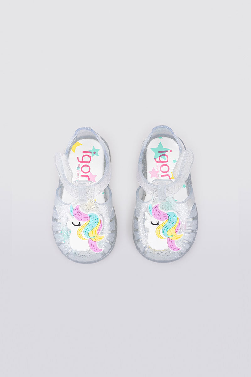 Igor Tobby Gloss Unicornio Sandals Transparent β Miela Kids