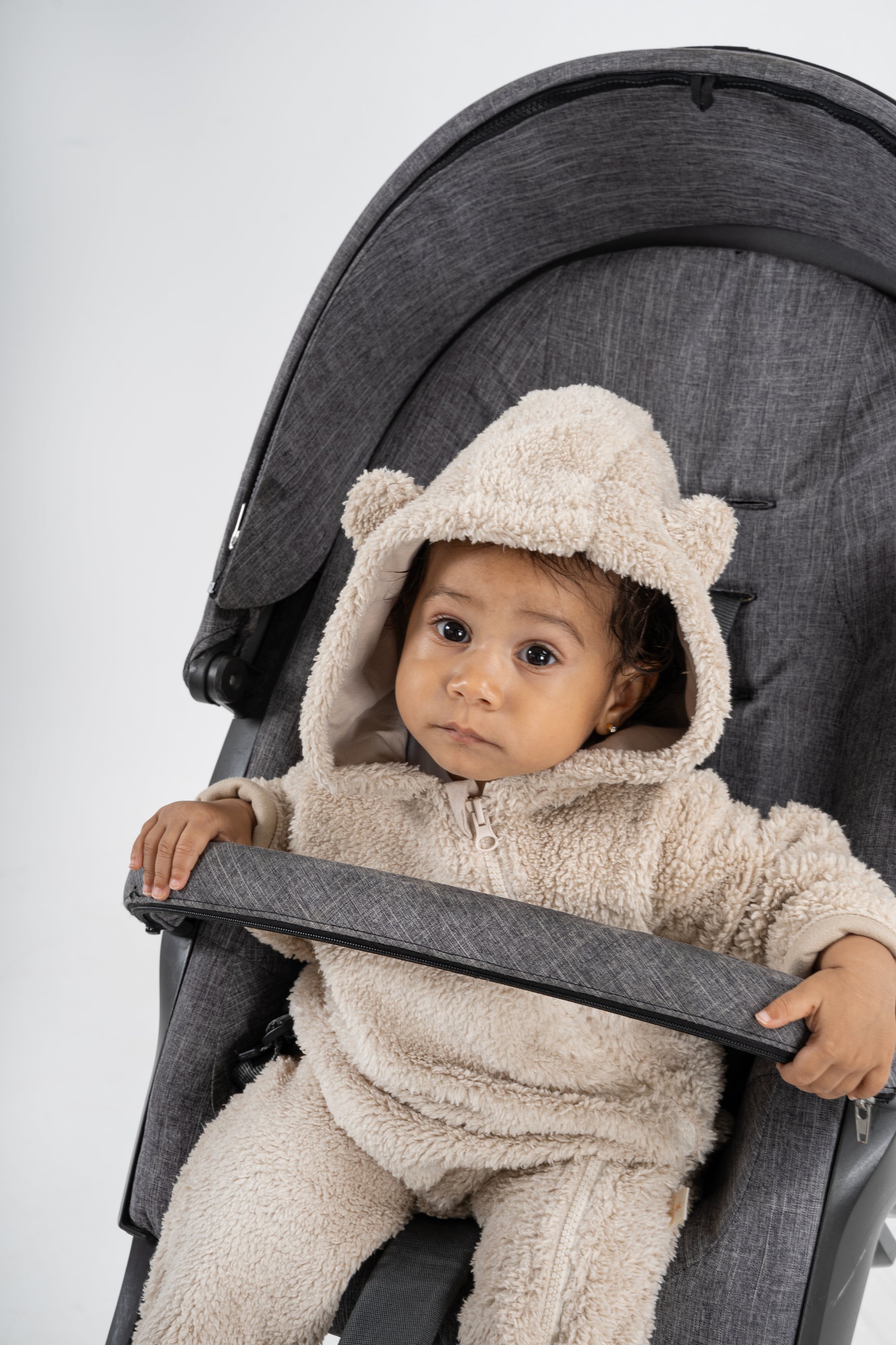 Bear Ears Hooded Plush Jumpsuit