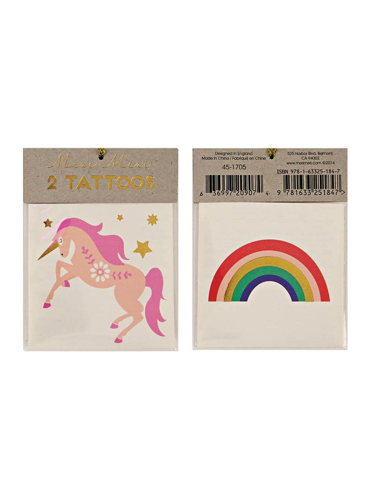 Meri Meri - Unicorn &amp; Rainbow Temporary Tattoo