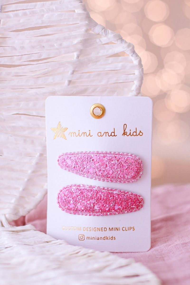 Mini And Kids Hair Clip, Clip - Glitter Fuchsia