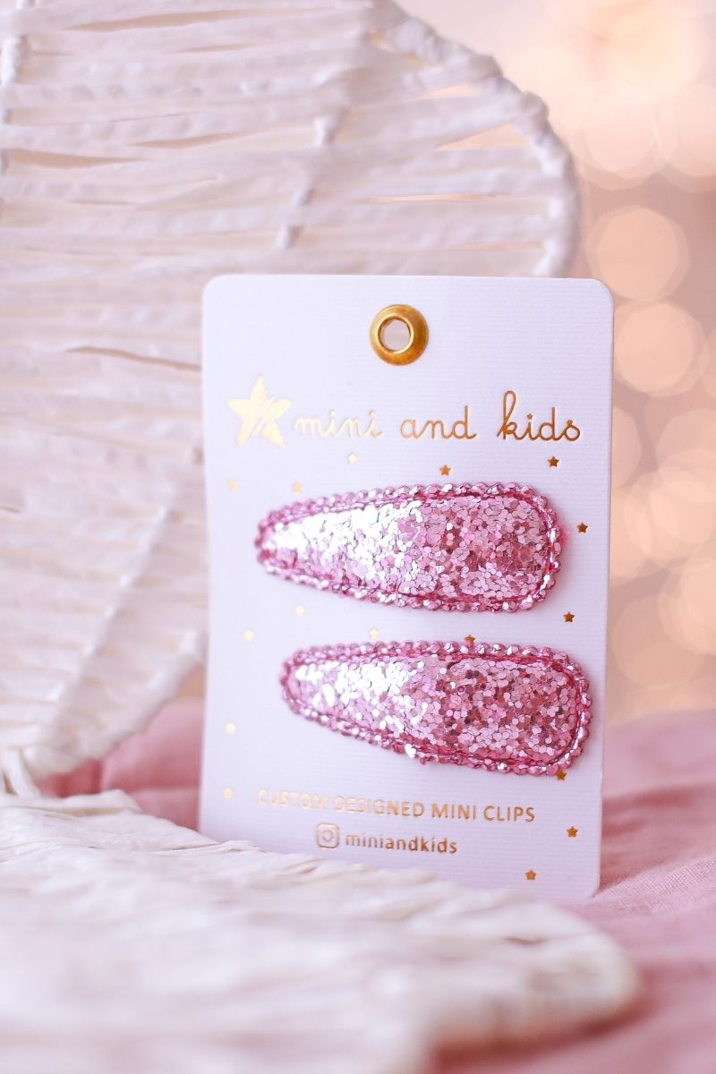 Mini- und Kinder-Haarspange, Glitzerrose