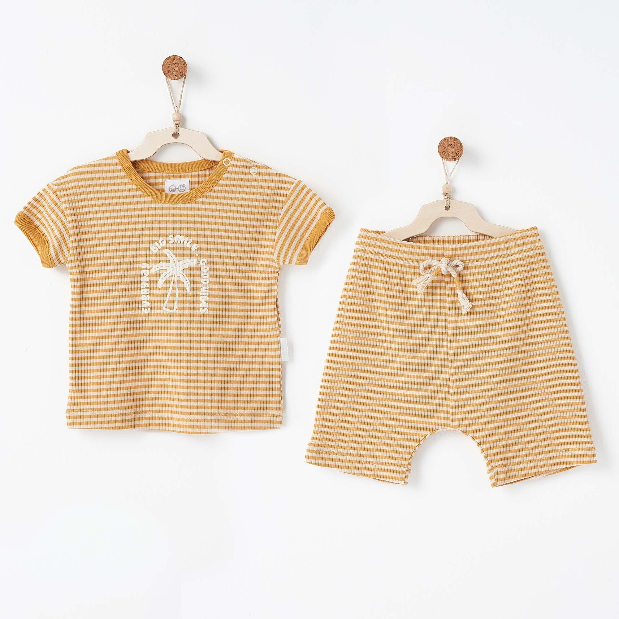 Andywawa 2 'li Bebek Takım Set-Bamboo Striped Hardal