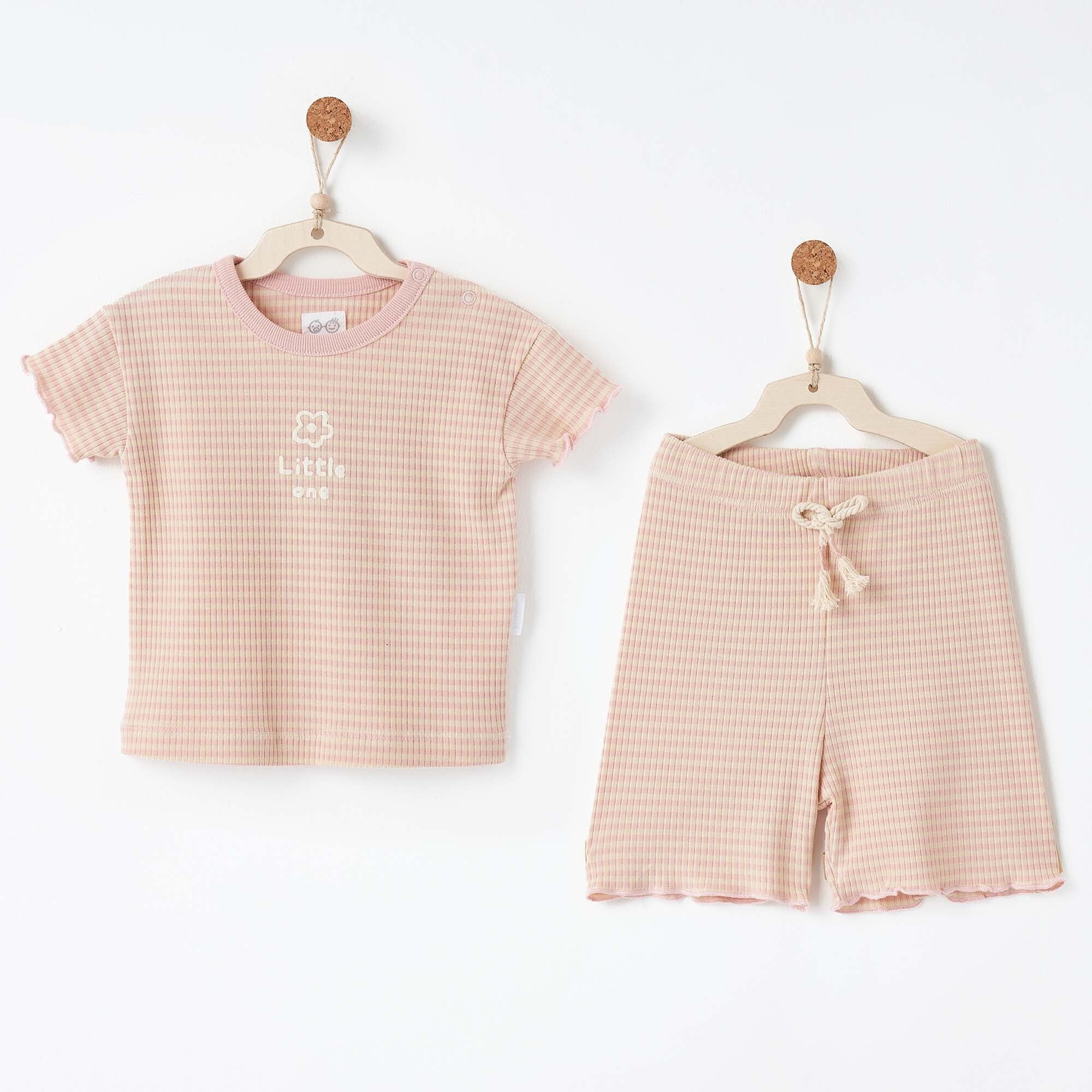 Andywawa 2 'li Bebek Takım Set-Bamboo Striped Pembe
