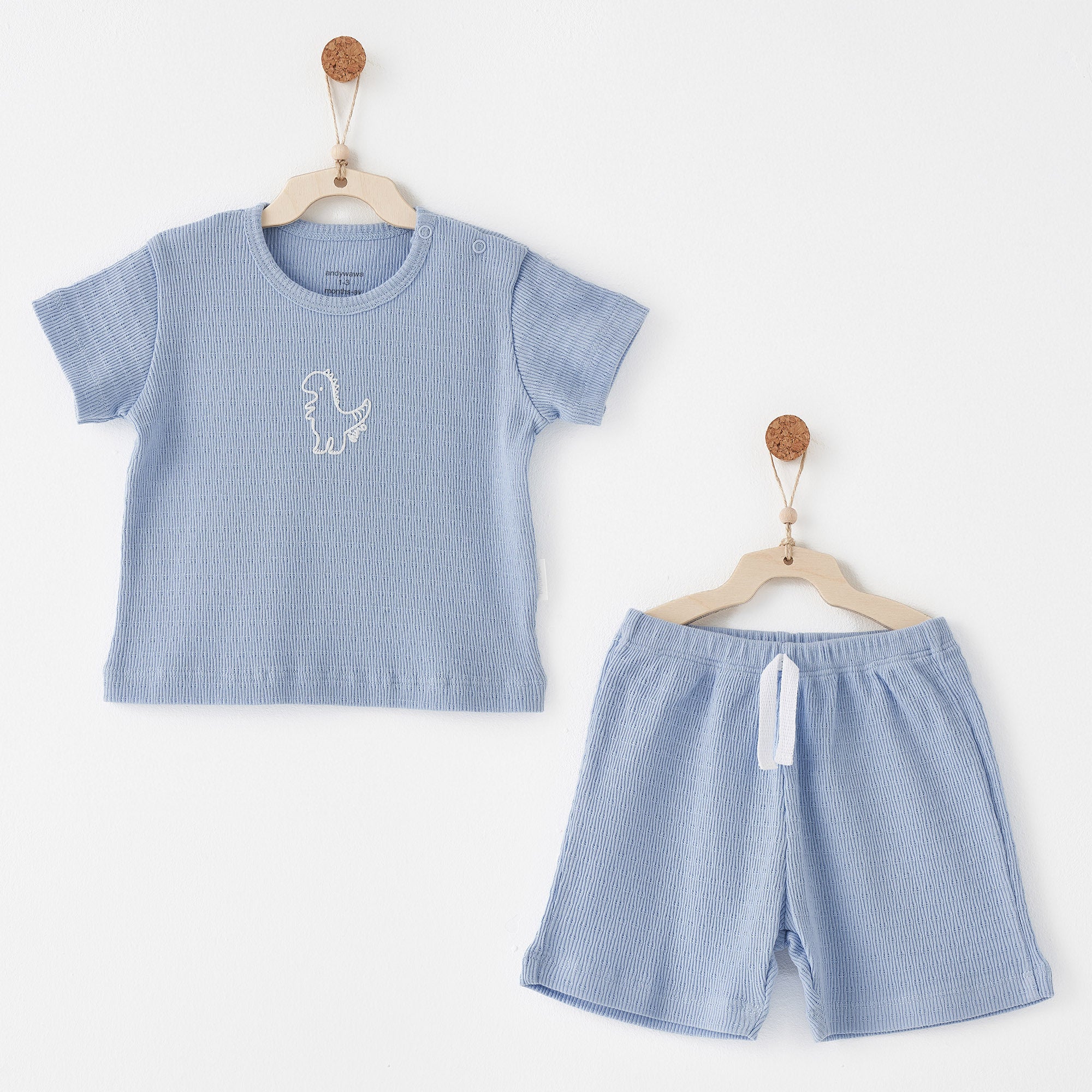 Andywawa 2 'li Bebek Takım Set-Jacquard Special Modal Mavi