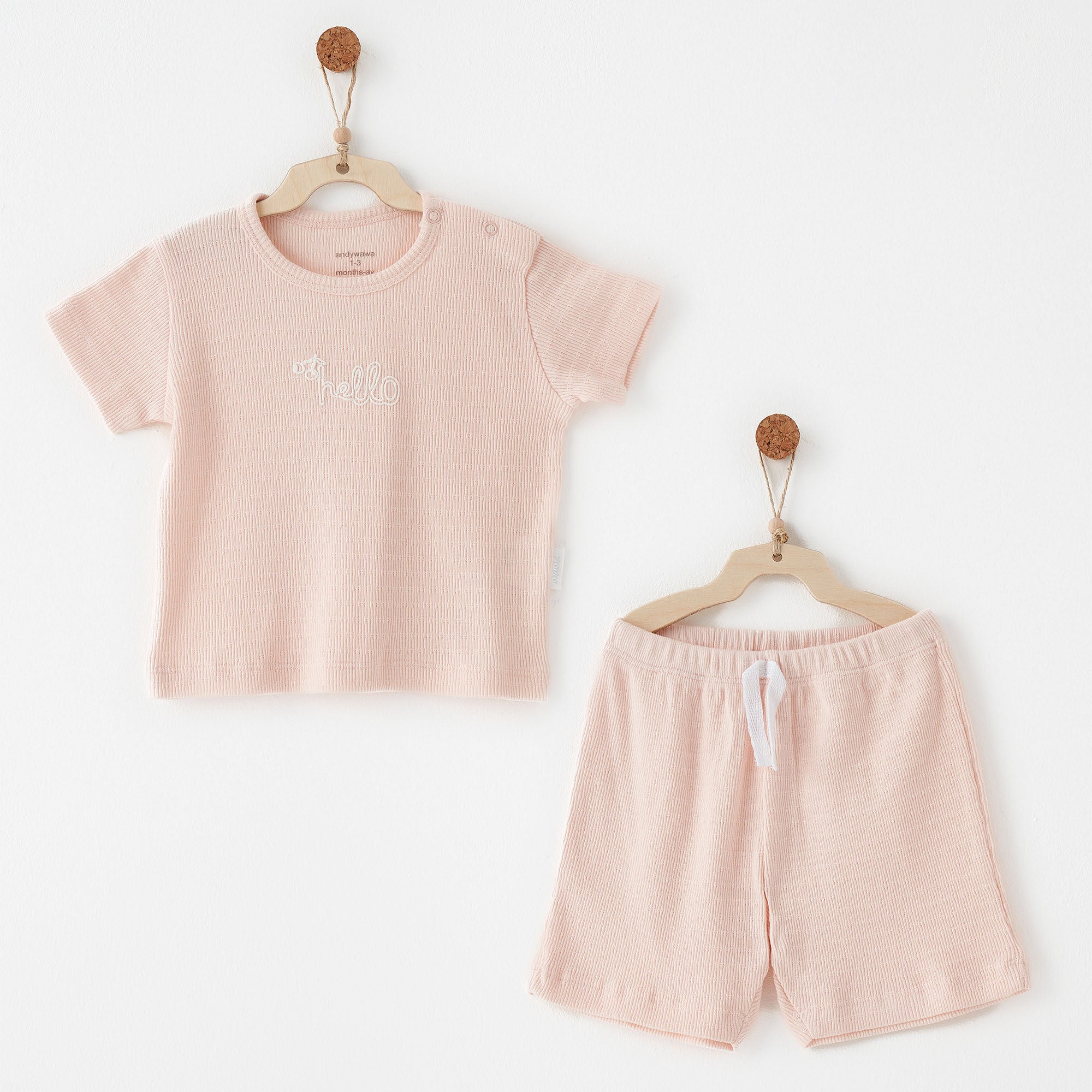 Andywawa 2 'li Bebek Takım Set-Jacquard Special Modal Pembe