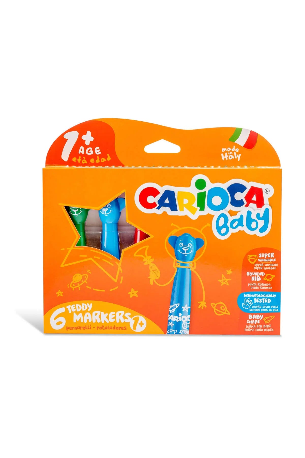 Carioca Teddy Jumbo Washable Felt Crayons 6 Pieces