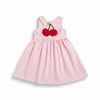 Cherry Detaylı Pembe Ekose Elbise