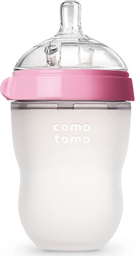 Comotomo - Anti-colic Silicone Feeding Bottle 250ml Pink - Medium Flow (3-6 Months)