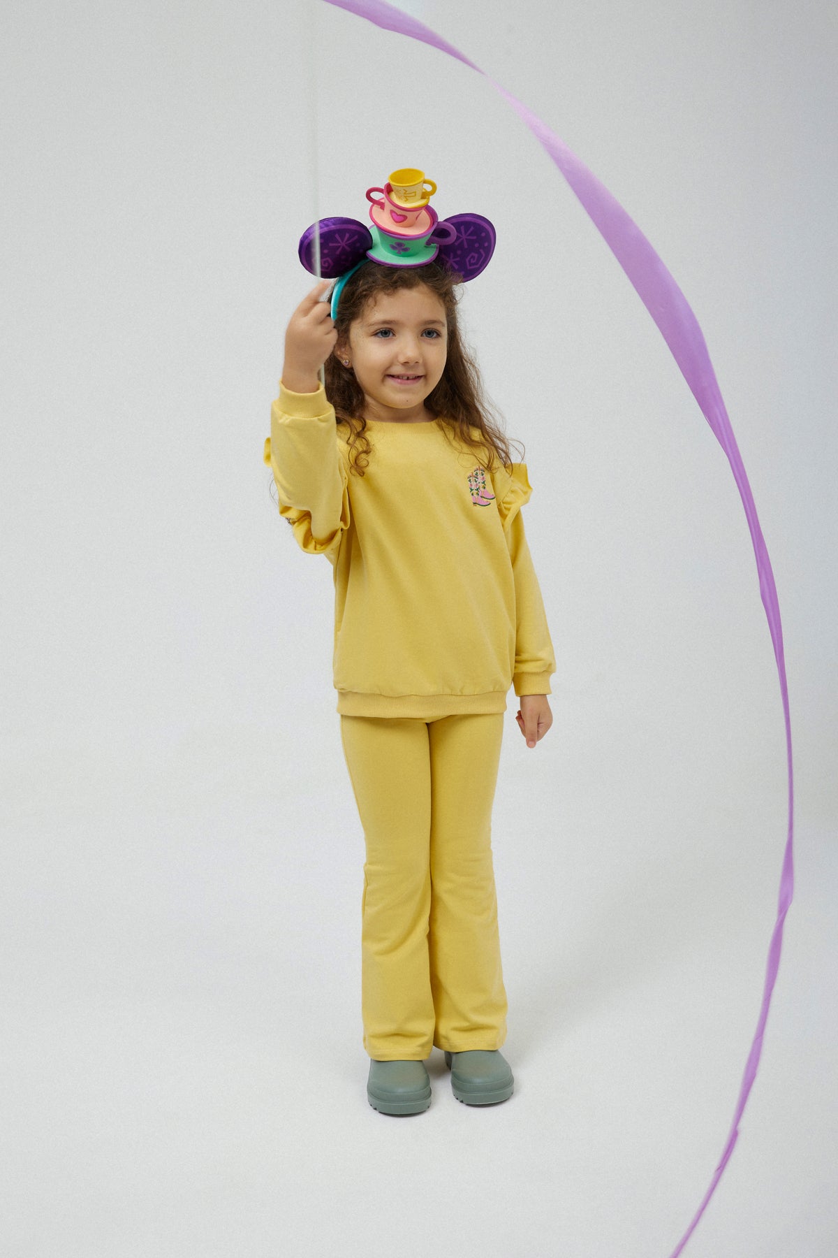 Fırfır Detaylı Sweatshirt - Açık Sarı