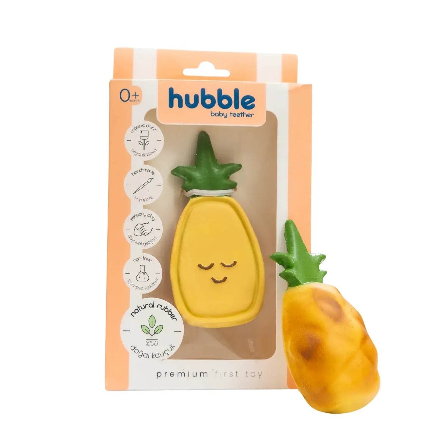 Hubble - Doğal Bebek Diş Kaşıyıcı Ve Oyuncağı Ananas