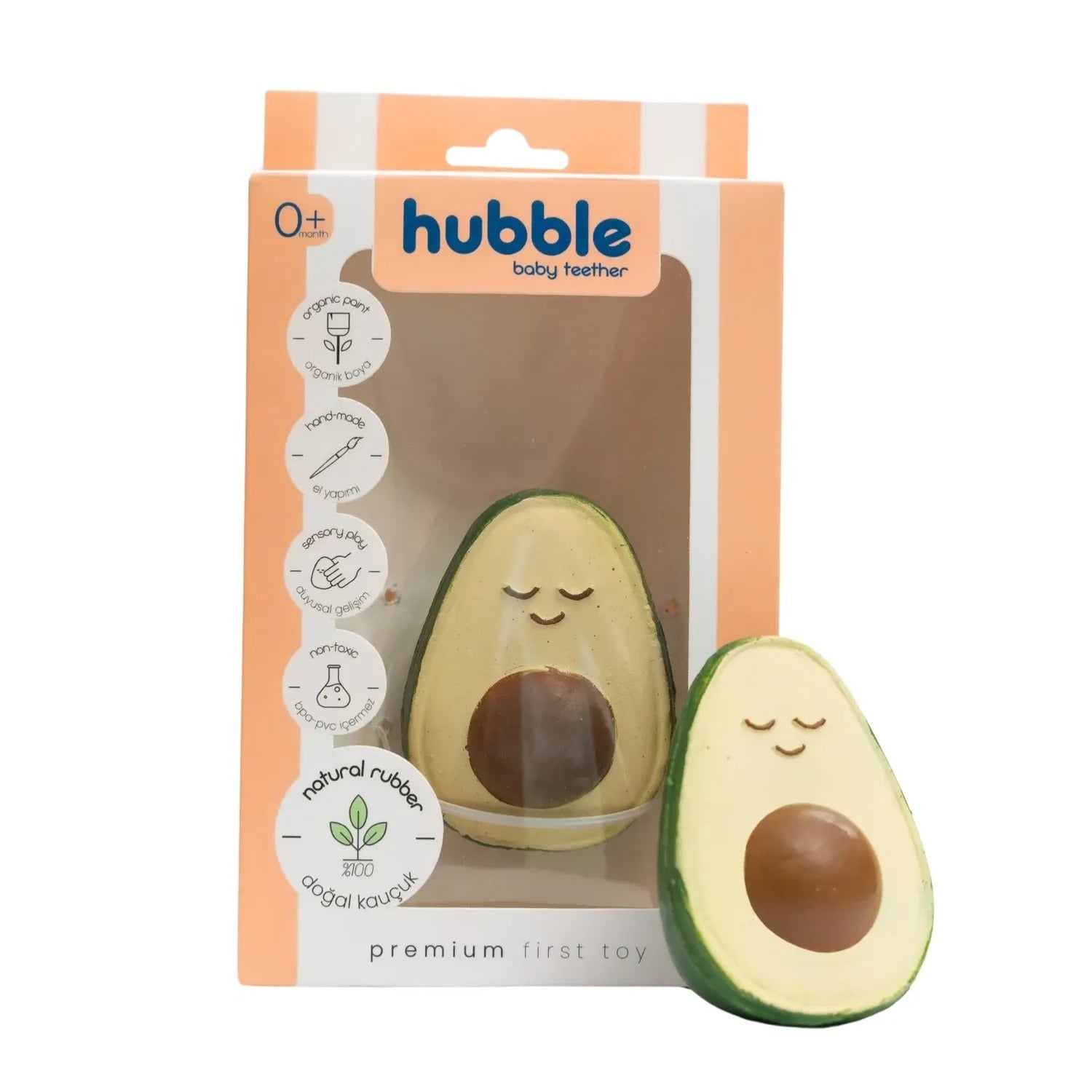 Hubble - Doğal Bebek Diş Kaşıyıcı Ve Oyuncağı Avokado