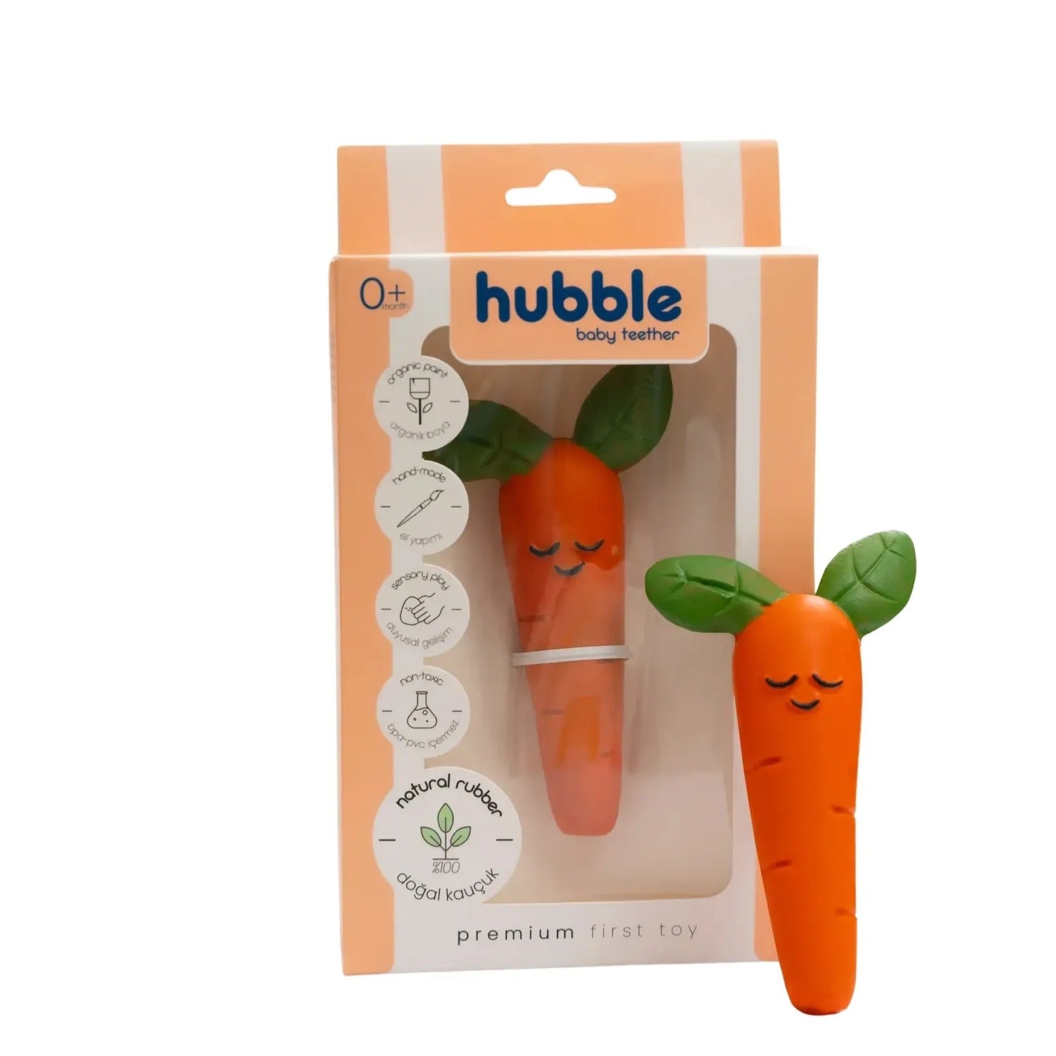 Hubble - Doğal Bebek Diş Kaşıyıcı Ve Oyuncağı Havuç