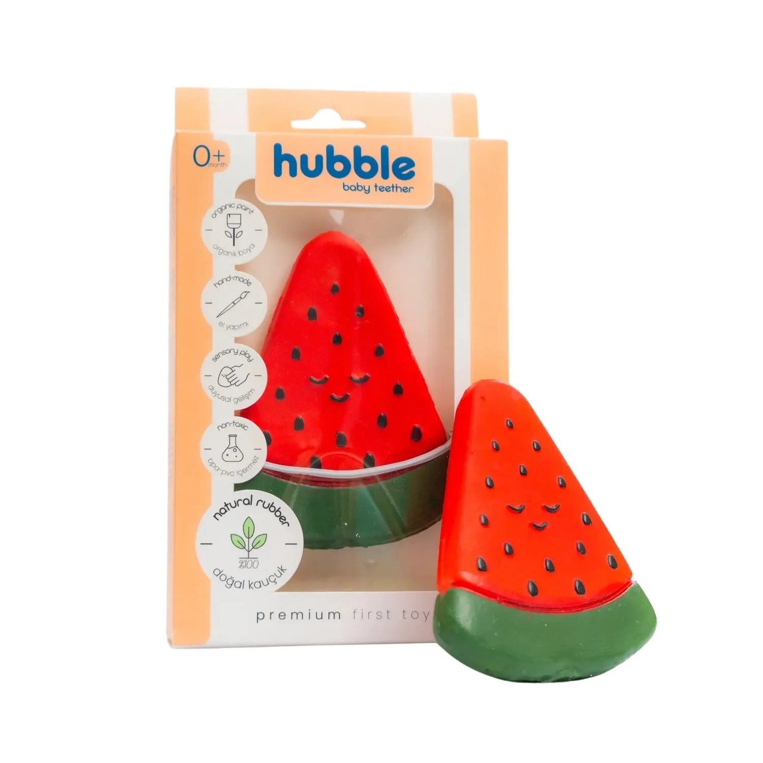 Hubble - Doğal Bebek Diş Kaşıyıcı Ve Oyuncağı Karpuz