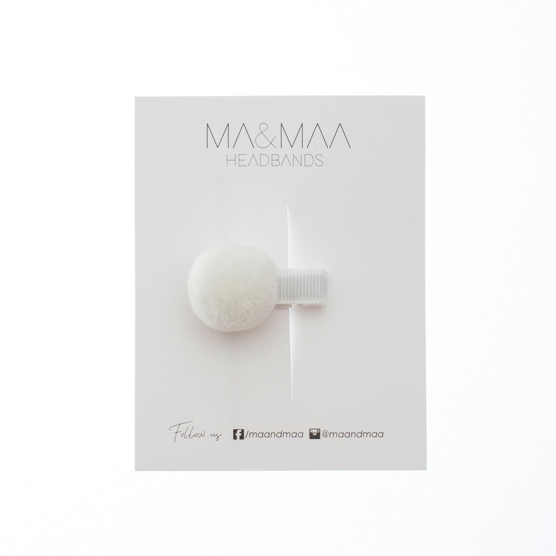 Ma & Maa Ponpon Mini Clips Tekli - Beyaz
