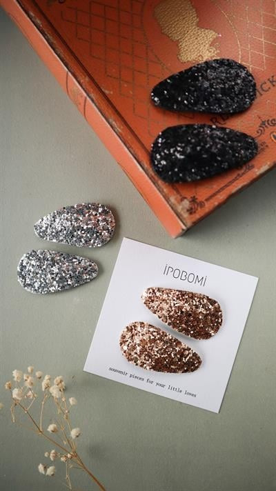 Ipobomi Sparkle 2'li Çıtçıt Saç Tokası - Gümüş