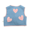 Kalp Desenli Kapitone Crop Çocuk Yelek Gök Mavisi