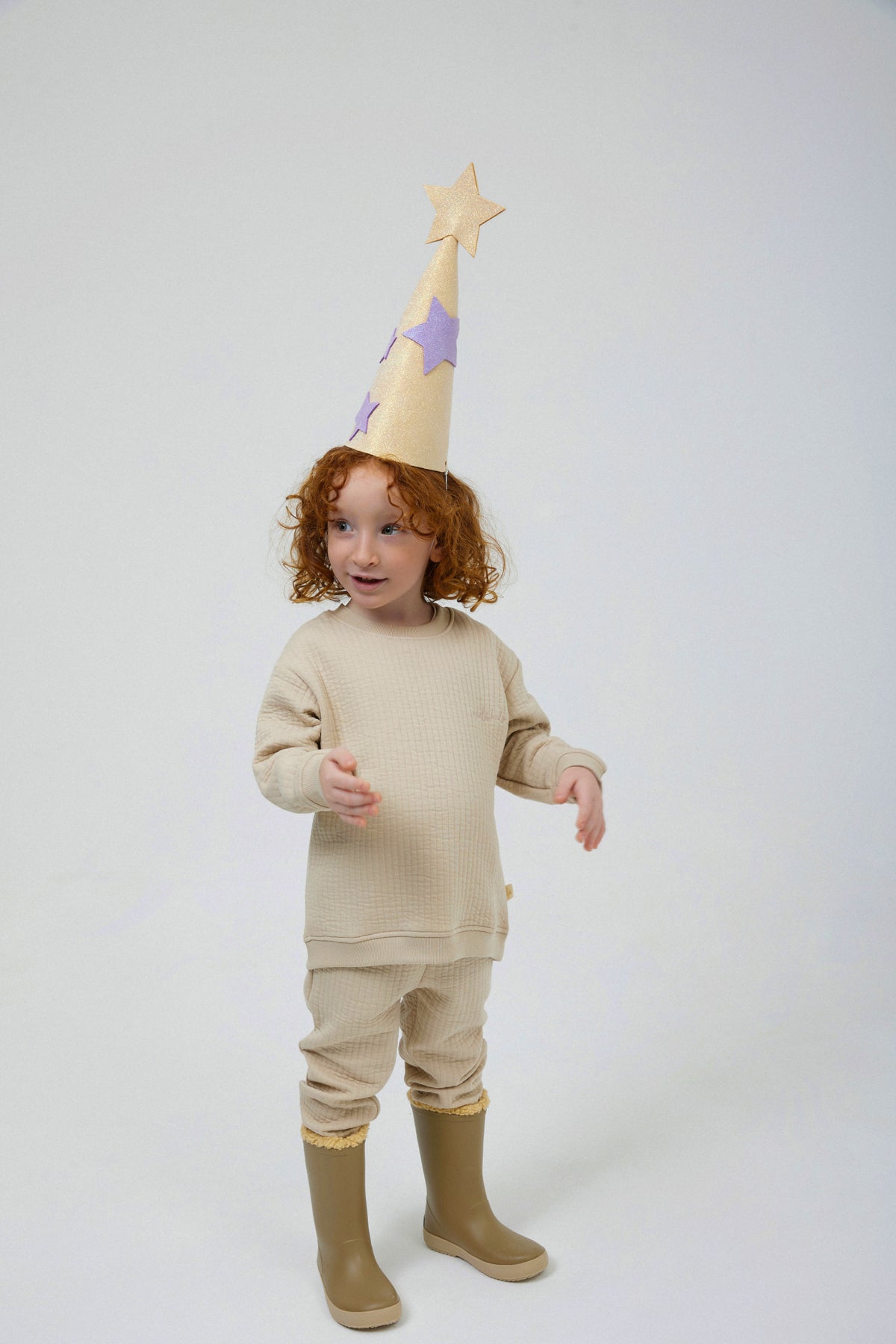 Kapitone Sweatshirt Jogger Pantolon Takım Bej