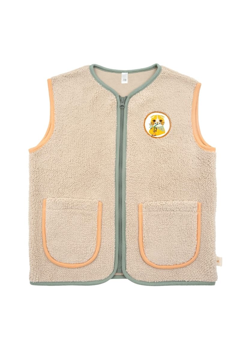 Kontrast Biyeli Peluş Yelek