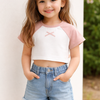 Kurdela Detaylı Kontrast Oversize Crop Tişört