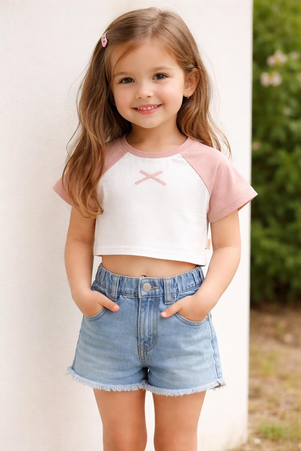 Kurdela Detaylı Kontrast Oversize Crop Tişört