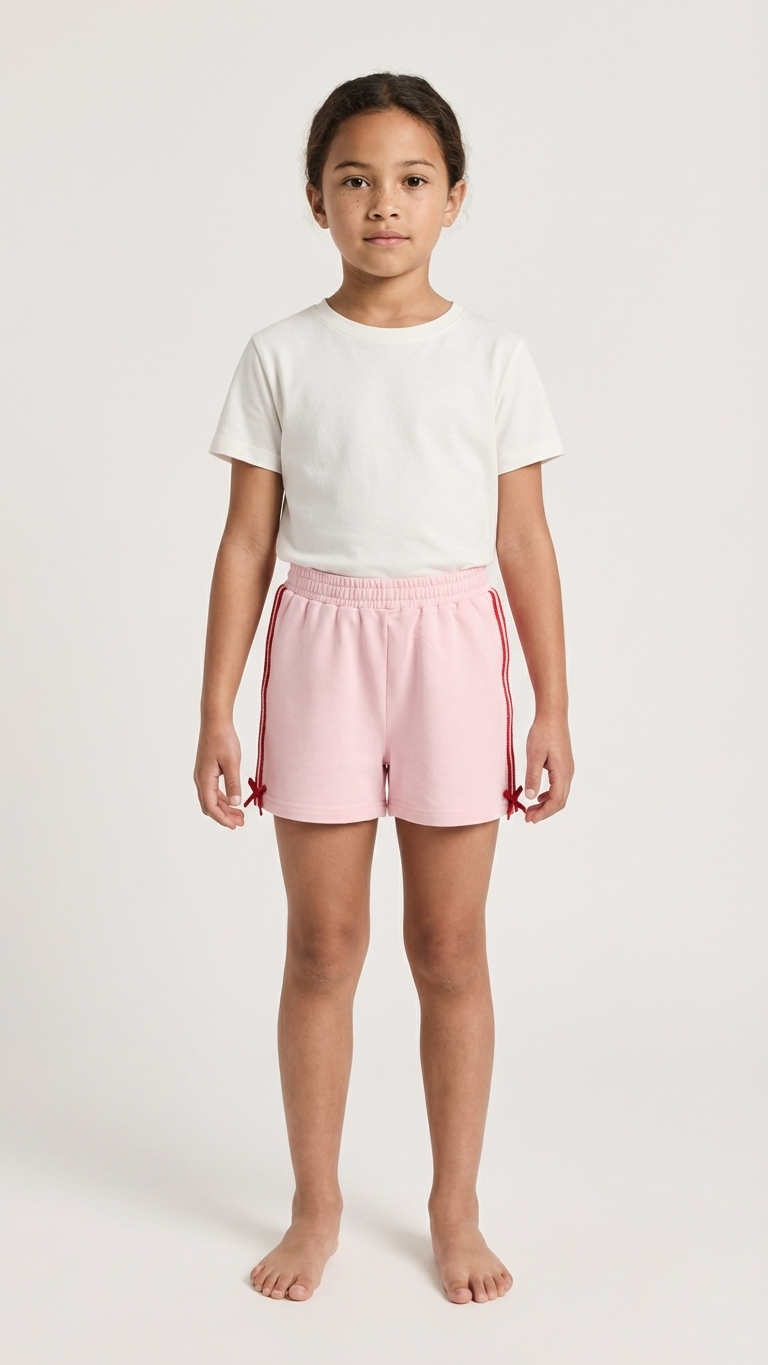 Kırmızı Kurdela Detaylı Şort