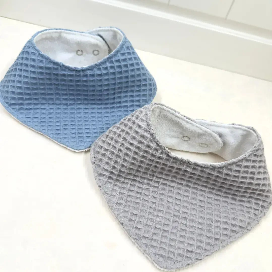 Le Petit Dodo 2'li Su Geçirmez Dark Blue Grey El Yapımı Bebek Salya Önlüğü – 0-24 Ay