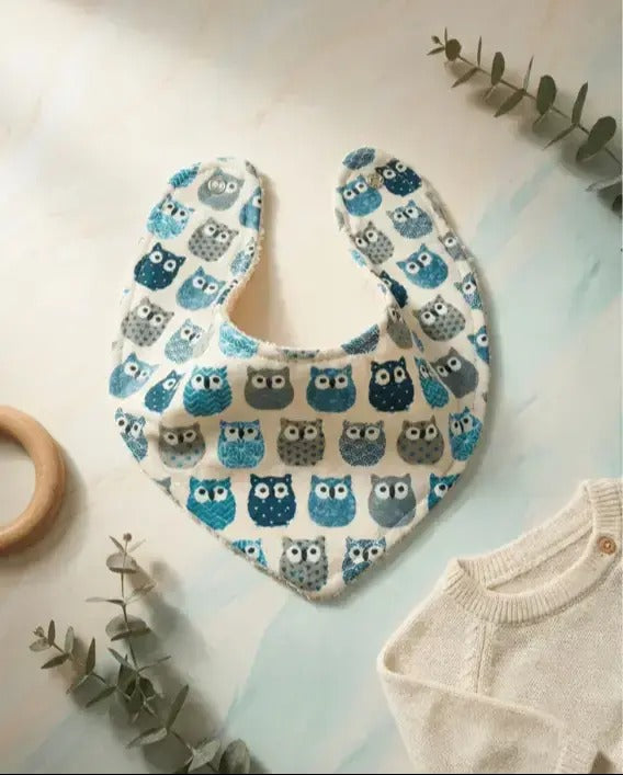 Le Petit Dodo Baykuş %100 Pamuk El Yapımı Bebek Salya Önlüğü – 0-24 Ay