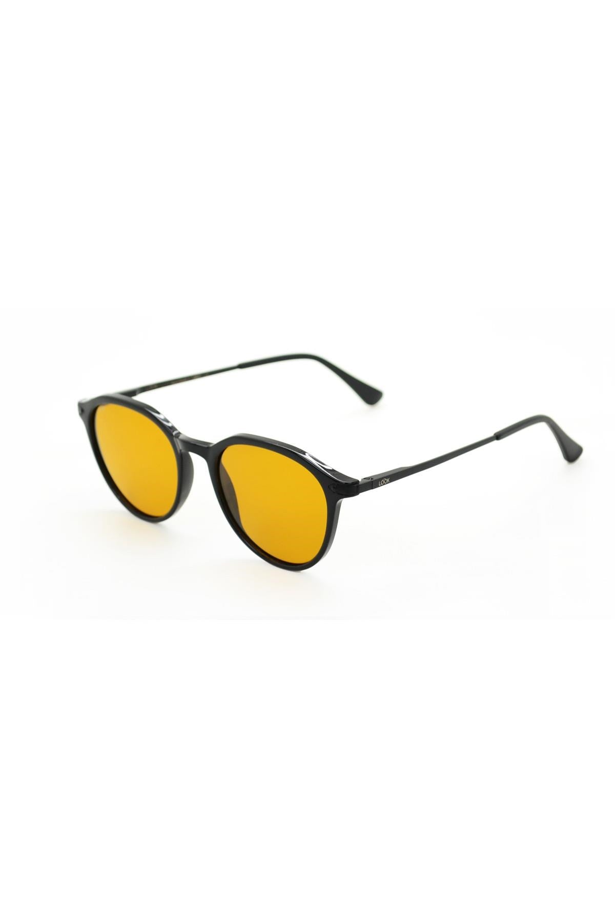 Looklight Gregor Schwarz-Hellorange-Sonnenbrille für Erwachsene