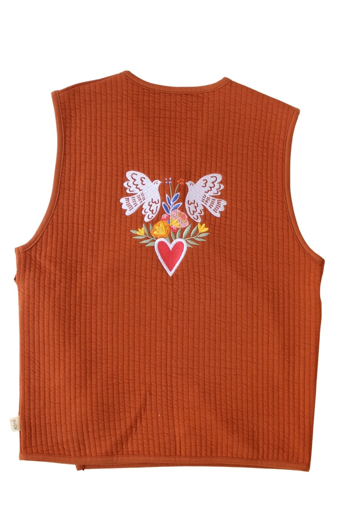 Love Birds Nakışlı Kapitone Yelek Tarçın