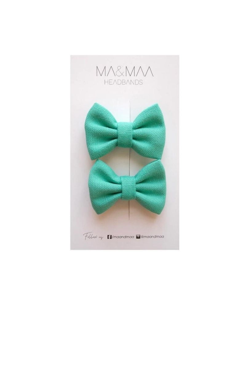 Ma &amp; Maa Cyan Set Mini Bow Clip Set 