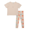 Flower Bouquet Short Sleeve Tights Pajama Set