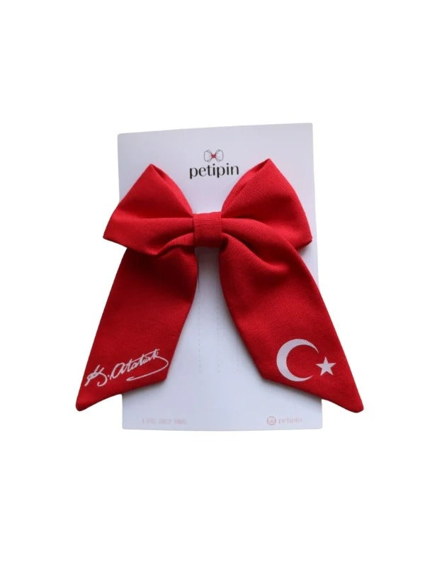 Milli Bayram Atatürk İmzalı Fiyonk Toka Kırmızı